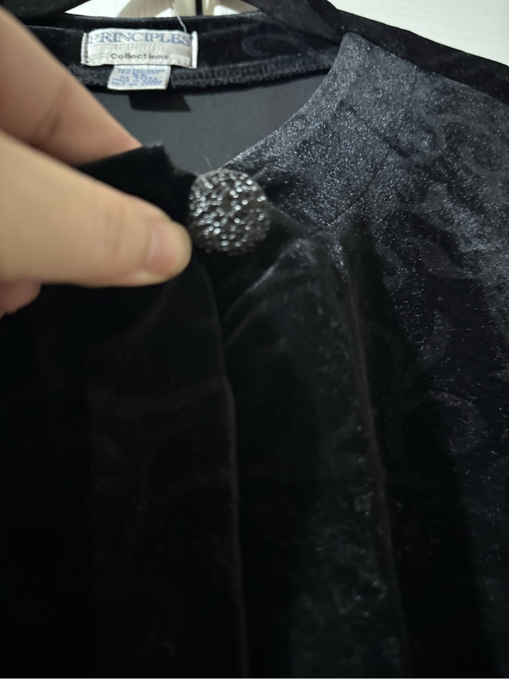 Vintage Principals The Bay Black Velvet Button Up 2X - Picture 4 of 12